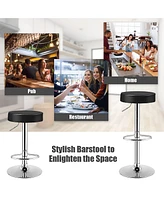 1 Pc Round Bar Stool Adjustable Swivel Pub Chair U Leather