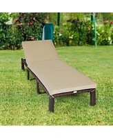 Costway Outdoor Rattan Lounge Chair Chaise Recliner Adjustable Cushioned Patio