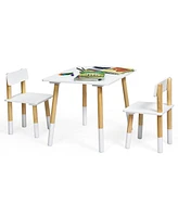 Kids Wooden Table & 2 Chairs Set Children Activity Table Set