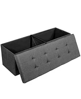 Costway Fabric Folding Storage Ottoman Chest W/Divider Bed End Bench