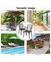 Costway Outdoor Cast Aluminum Arm Dining Chairs Set of 2 Patio Bistro Chairs