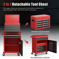 Costway 2 1 Tool Chest & Cabinet with 5 Sliding Drawers Rolling Garage Box Organizer