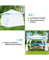 Costway 2 Tier 10'x10' Patio Gazebo Canopy Tent Steel Frame Shelter Awning W/Side Walls