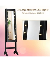 Costway Mirrored Jewelry Cabinet Organizer w/18 Led lights