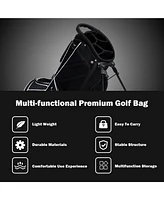 Costway Golf Stand Cart Bag Club w/6 Way Divider Carry Organizer