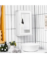 Costway Bathroom Wall Medicine Cabinet Single Mirror Door Cupboard Storage Wood Shelf