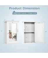 Costway Bathroom Wall Medicine Cabinet Single Mirror Door Cupboard Storage Wood Shelf