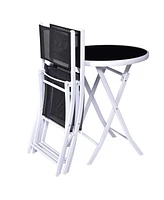 Costway 3 Pcs Folding Bistro Table Chairs Set Garden Backyard Patio Furniture
