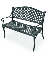 Costway 40'' Outdoor Antique Garden Bench Aluminum Frame Seats Chair Patio Garden