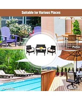 Costway 4PCS Patio Rattan Conversation Furniture Set Cushioned Seat