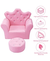 Costway Pink Kids Sofa Armrest Chair Couch Children Toddler