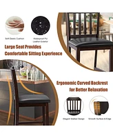 Costway Set of 2 Bar Stools Counter Height Chairs w/ Pu Leather Seat