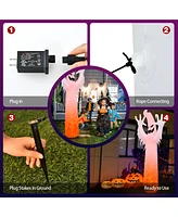 Costway 12 Ft Halloween Inflatable Ghost Yard Decoration w/ Built-in Led Lights