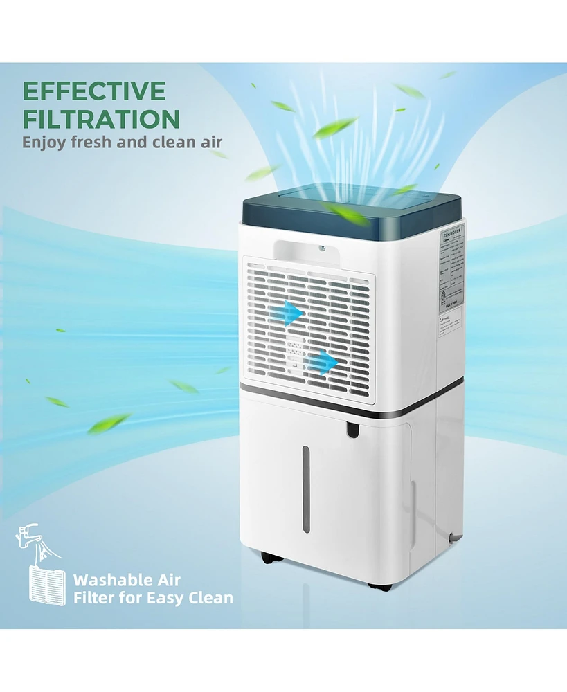 Costway 24 Pints 1500 Sq. Ft Dehumidifier For Medium To Large Room w/ Indicator