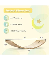 Costway Wooden Wobble Balance Board Kids Adult 15.5'' wider Rocker Board Toy 660LBS