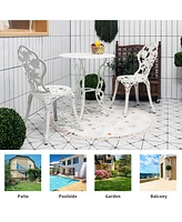 3PCS Cast Aluminum Patio Bistro Furniture Set Rose Design Outdoor