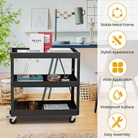 Costway 3-Tier Utility Cart Metal Storage Service Trolley