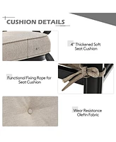 Costway 2PCS Patio Loveseat Bench Table Furniture Set Cushioned Chair