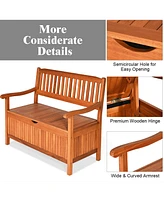 Costway 42'' Storage Bench Deck Box Solid Wood Seating Container Tools Toys