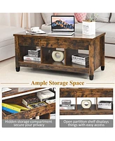 Costway Lift Top Coffee Table w/ Hidden Compartment and Storage Shelves