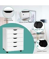 Costway 5 Drawer Chest Storage Dresser Floor Cabinet Organizer