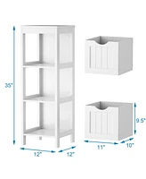 Costway Floor Cabinet Multifunction Bathroom Storage Organizer Rack w/2 Drawers