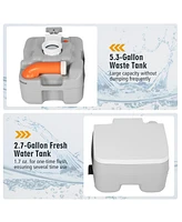Costway 5.3 Gallon Portable Travel Toilet Outdoor Camping Toilet w/ Piston Pump Flush