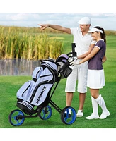 Costway Folding 3 Wheels Golf Push Cart W/Brake Scoreboard Adjustable Handle
