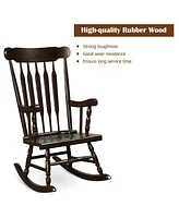 Gymax Wooden Rocking Chair Single Rocker Indoor Garden Patio Yard Coffee