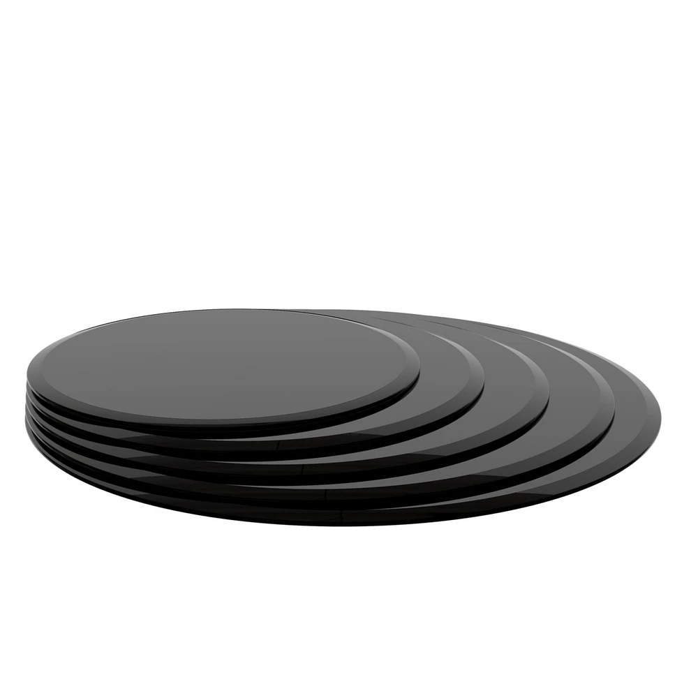 Simplie Fun 24" Inch Round Tempered Glass Table Top Black Glass 1/2" Inch Thick Beveled Polished Edge