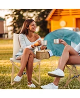 Bamboo Butterfly Folding Chair Set of 2 with Storage Pocket 330 Lbs Capacity