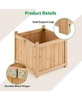 Costway Square Wood Flower Planter Box Raised Vegetable Patio