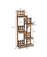 5-Tier Flower Rack Wood Plant Stand 6 Pots Display Shelf