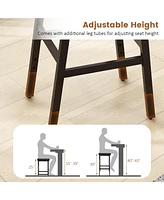 Costway Saddle Bar Stools Set of 2 Height Adjustable Upholstered Saddle Seat & Footrest