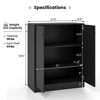 2-Door Storage Cabinet Freestanding Organizer with 3-Tier Shelf Entryway
