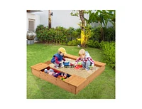 Slickblue Kids Wooden Sandbox with Bench Seats and Storage Boxes