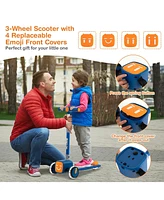 Slickblue Folding Adjustable Kids Toy Scooter with Led Flashing Wheels Horn 4 Emoji Covers