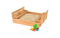 Slickblue Kids Wooden Sandbox with 2 Foldable Bench Seats