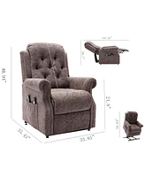 Mondawe Power Recliner Chair Chenille Knit Fabric Upholstered Powered Reclining Massage Chair with with 8-Point Massage