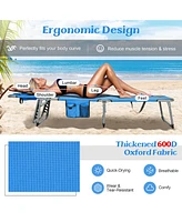 Gymax Folding Chaise Lounge Chair Bed Adjustable Outdoor Patio Beach Camping Recliner Blue