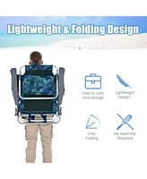Gymax 4PCS Folding Backpack Beach Chair Reclining Camping w/ Storage Bag Pattern