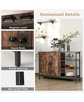 Sugift Industrial Kitchen Storage Cabinet with Open Shelves