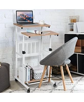 Costway Height Adjustable Computer Standing Desk w/wheels & Footrest