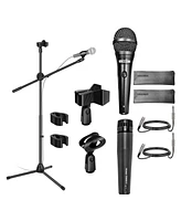 5 Core Handheld Dynamic Microphone & Tripod Metal Stand Set • w 2 Vocal Wired Mic • Xlr Cable Ms Dbl+ND58+ND57