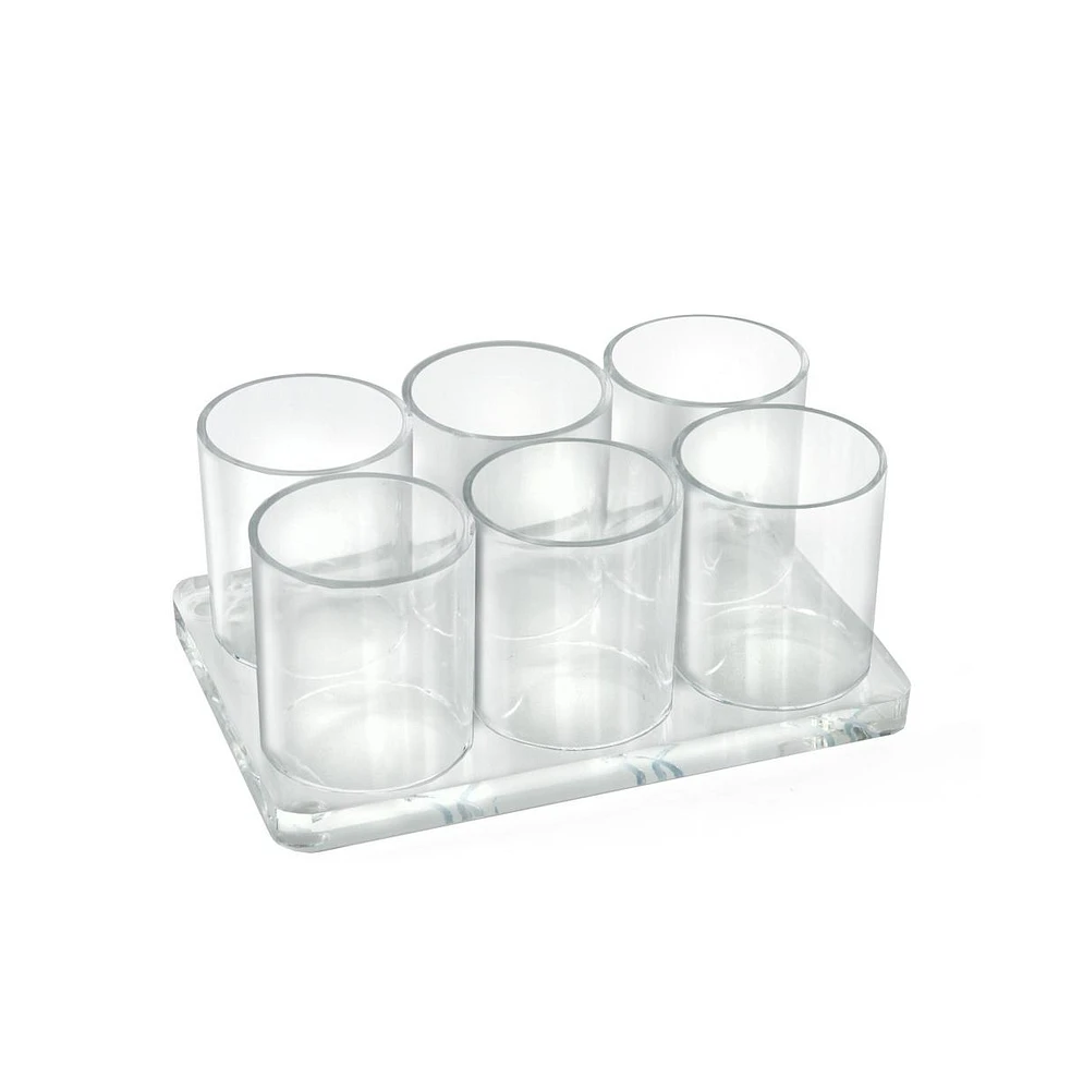 Azar Displays Six Cup Cylinder Deluxe Clear Acrylic Holder for Cosmetics and Pencils, Gift Shop