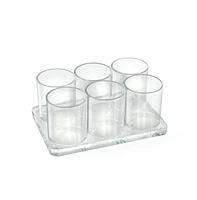 Azar Displays Six Cup Cylinder Deluxe Clear Acrylic Holder for Cosmetics and Pencils