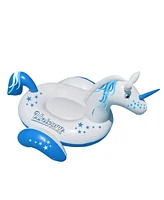 Swim Central 64" Inflatable Blue and White Giant Magical Unicorn Swimming Pool Ride-On Lounge