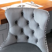 Gray Swivel Velvet Bar Stools (Set of 2)