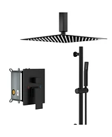 Simplie Fun Matte Black Ceiling Rain Shower System, 16" Head