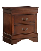 Traditional 2-Drawer Nightstand, Cherry Finish